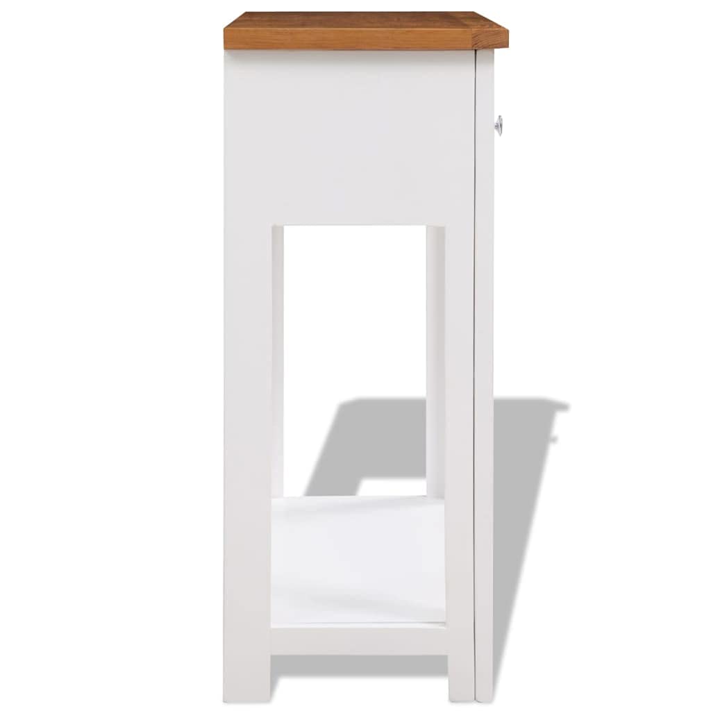 Solid Oak Wood Console Table with Two Drawers and Shelf Z939