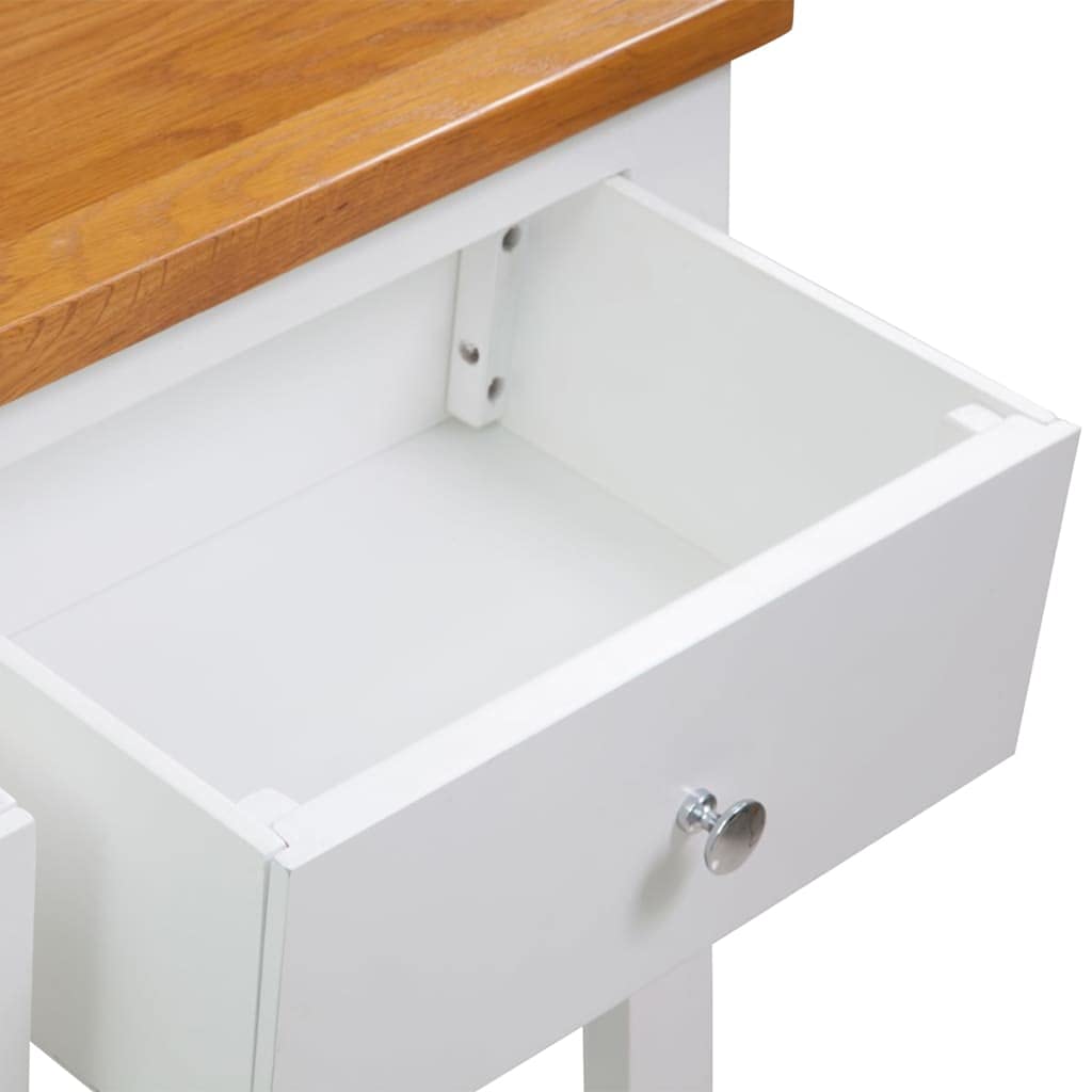 Solid Oak Wood Console Table with Two Drawers and Shelf Z939