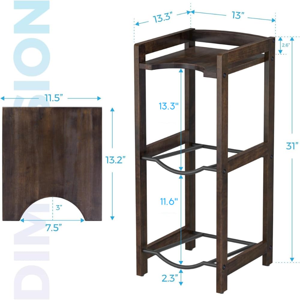 5 Gallon Water Jug Holder with Top Shelves, 3-Tiers Solid Wood Water Dispenser Stand K3592