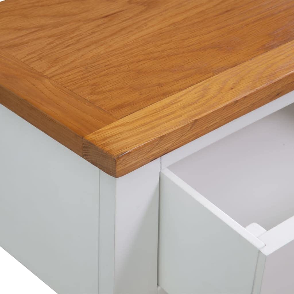 Solid Oak Wood Console Table with Two Drawers and Shelf Z939