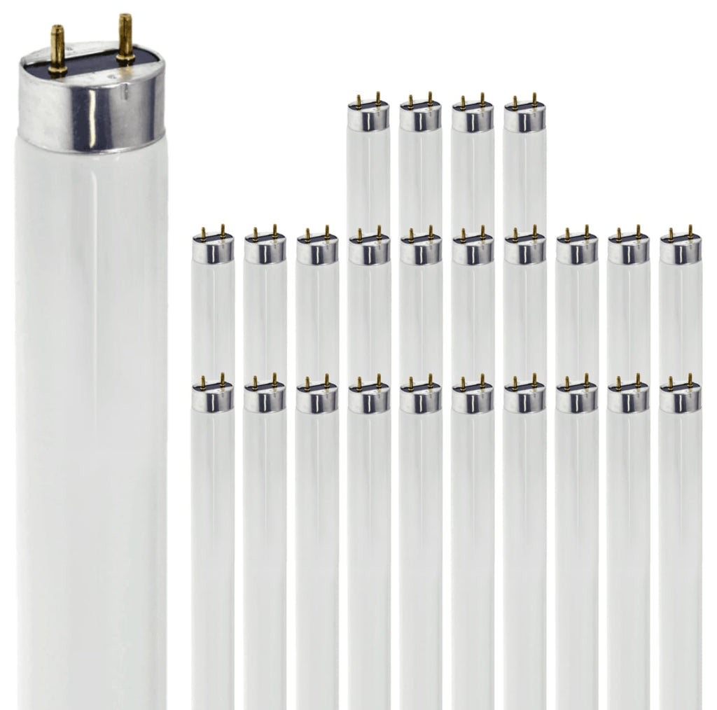 24 Inch T8 Fluorescent Tube Light Bulb 17W 3500K Neutral White G13 Bi-Pin Base Pack of 25 M858620