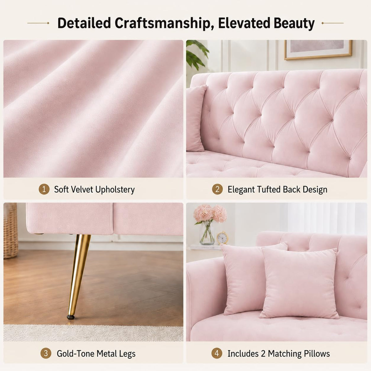 Pink Velvet Futon Sofa Bed F55310