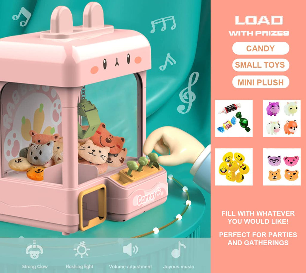 Large Claw Machine with Prizes, Adjustable Sound & Light, Mini Vending Machine, Electronic Arcade Crane Game, Candy Dispenser Toy Y553