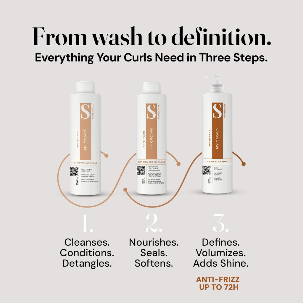 Curly Hair Shampoo Conditioner & Curl Cream Kit, 3x16.9oz J51995
