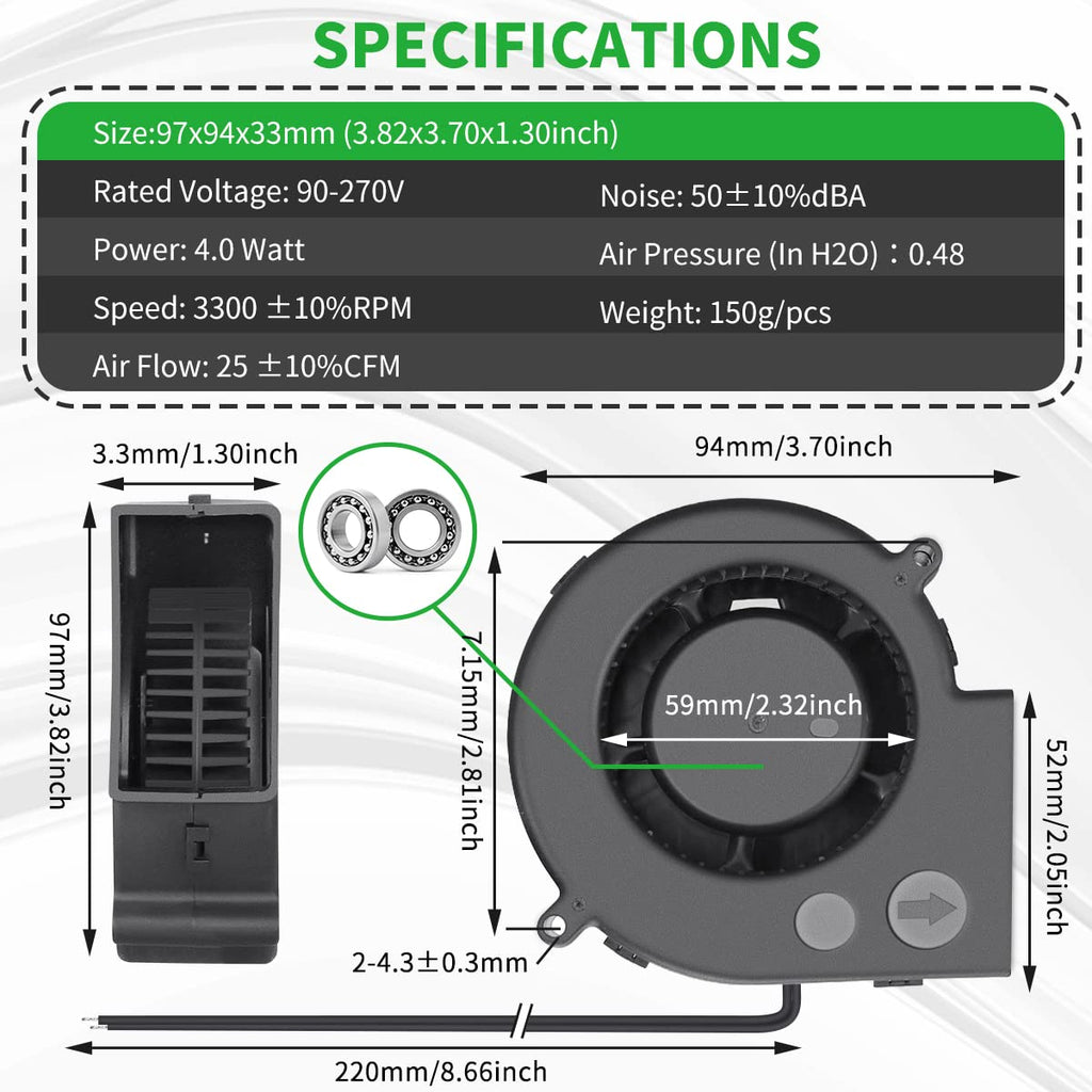 110V-240V EC Brushless Blower Fan S837