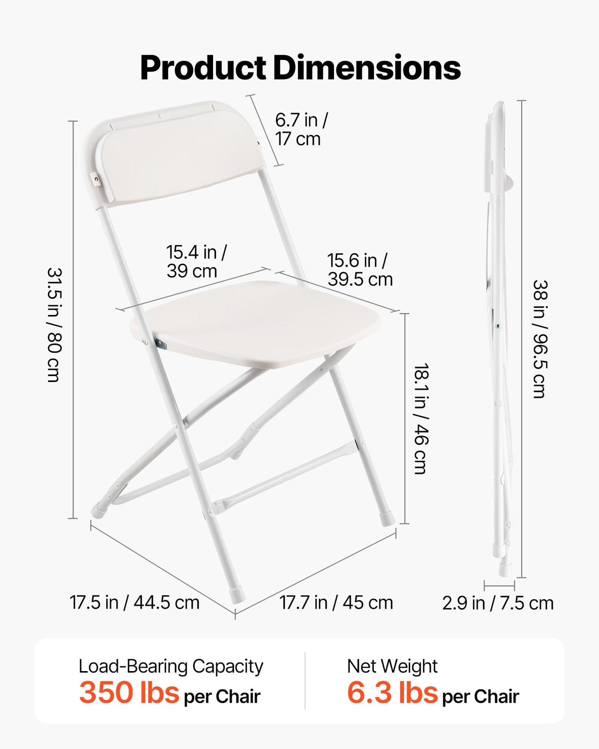 4 Pack Folding Plastic Chairs with Metal Frame D1063