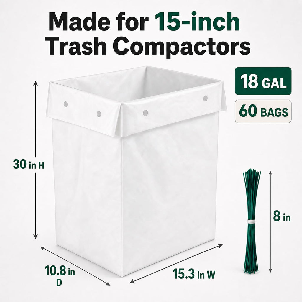 60pack 2.6 Mil 18 Gal Trash Compactor Bags J4614