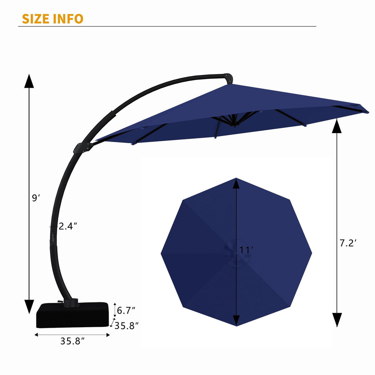 12ft Cantilever Patio Umbrella with Base and Cover R677874