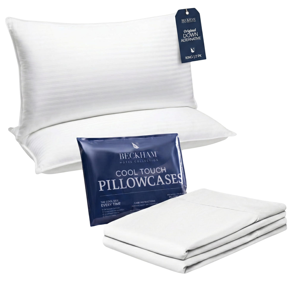 King Size Soft Down Alternative Bed Pillows with Cooling Pillowcases P377