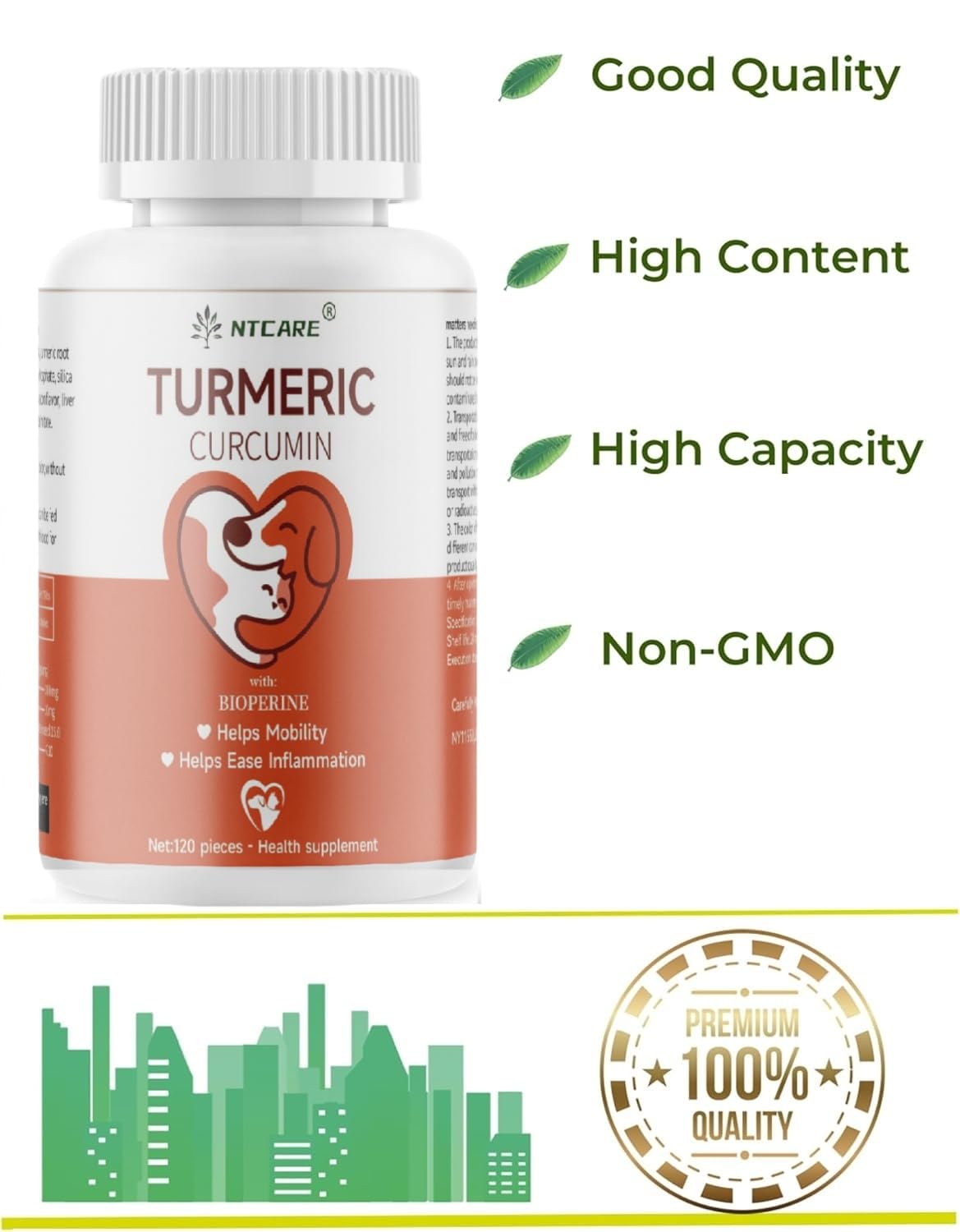 120 Chewable Tablets Turmeric Curcumin Dog Joint Support G876977