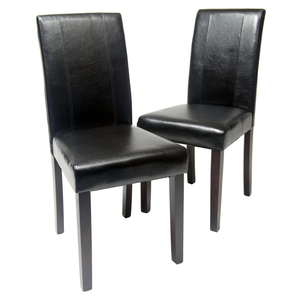 Black Faux Leather Parson Chair Set of 2 J739598