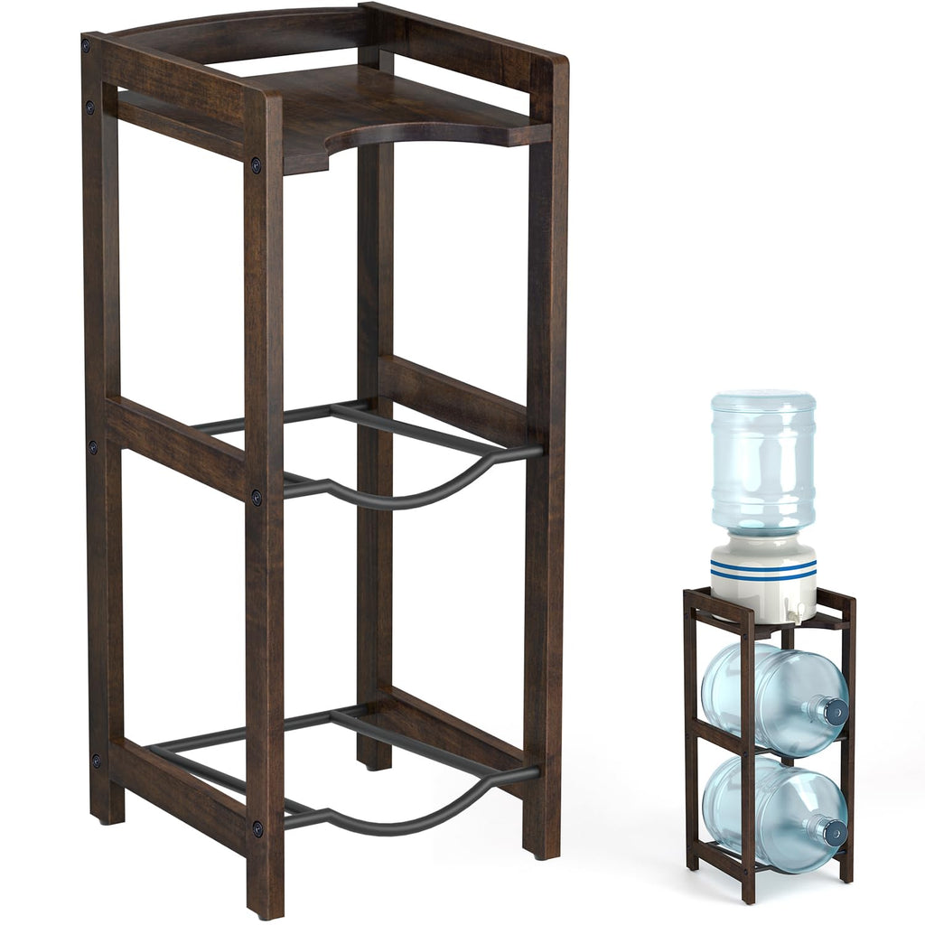 5 Gallon Water Jug Holder with Top Shelves, 3-Tiers Solid Wood Water Dispenser Stand K3592