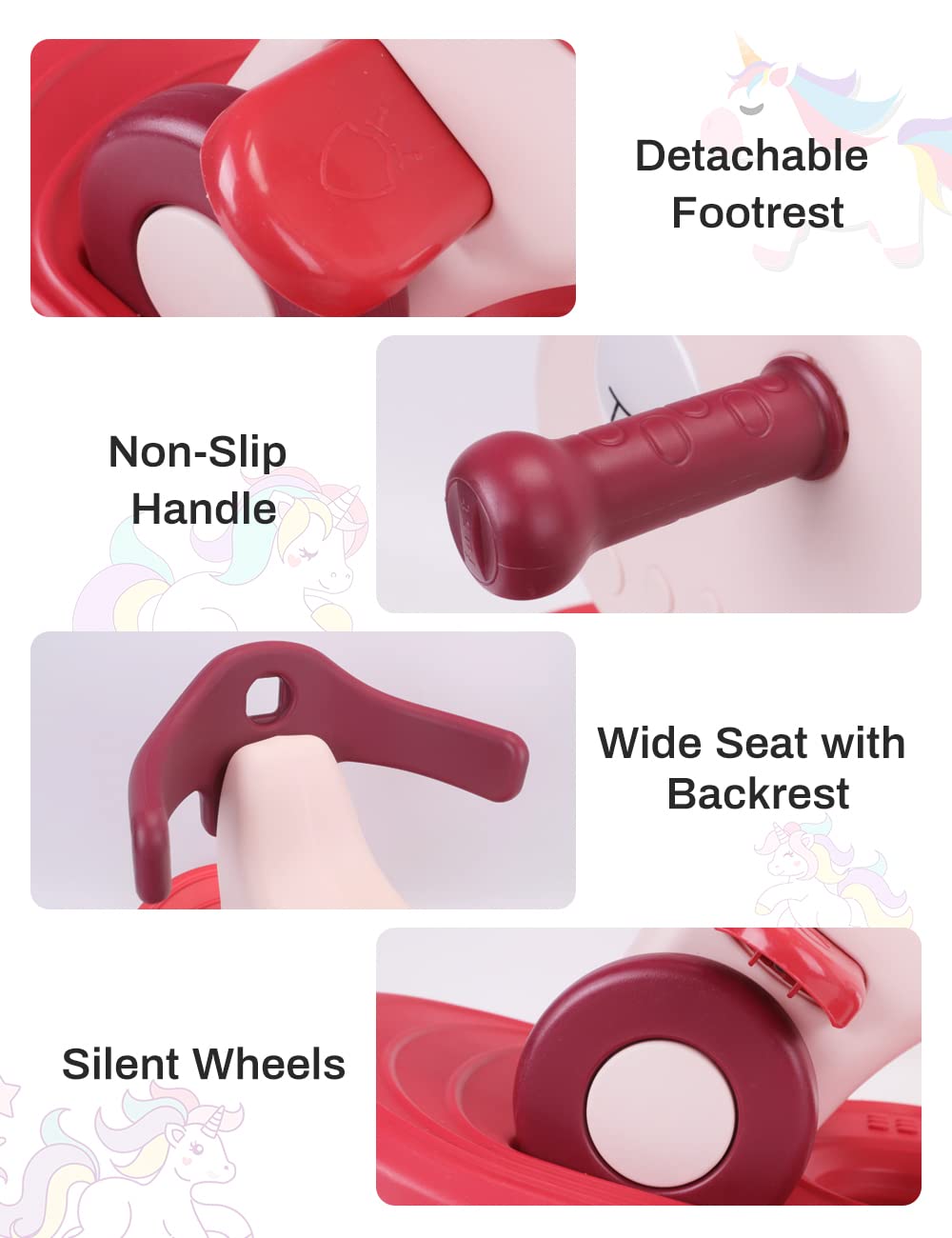 4 in 1 Rocking Horse Balance Bike Ride On Toy with Push Handle J152
