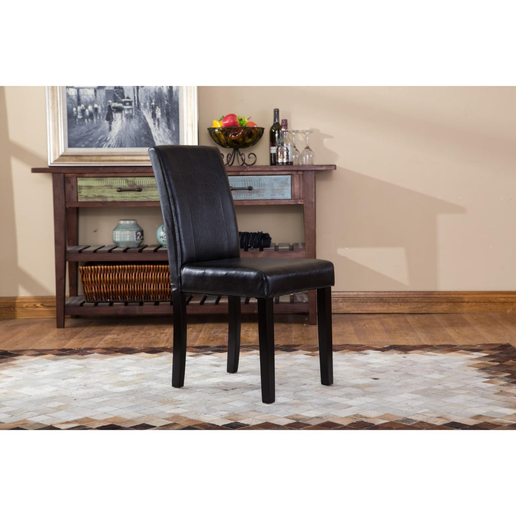 Black Faux Leather Parson Chair Set of 2 J739598