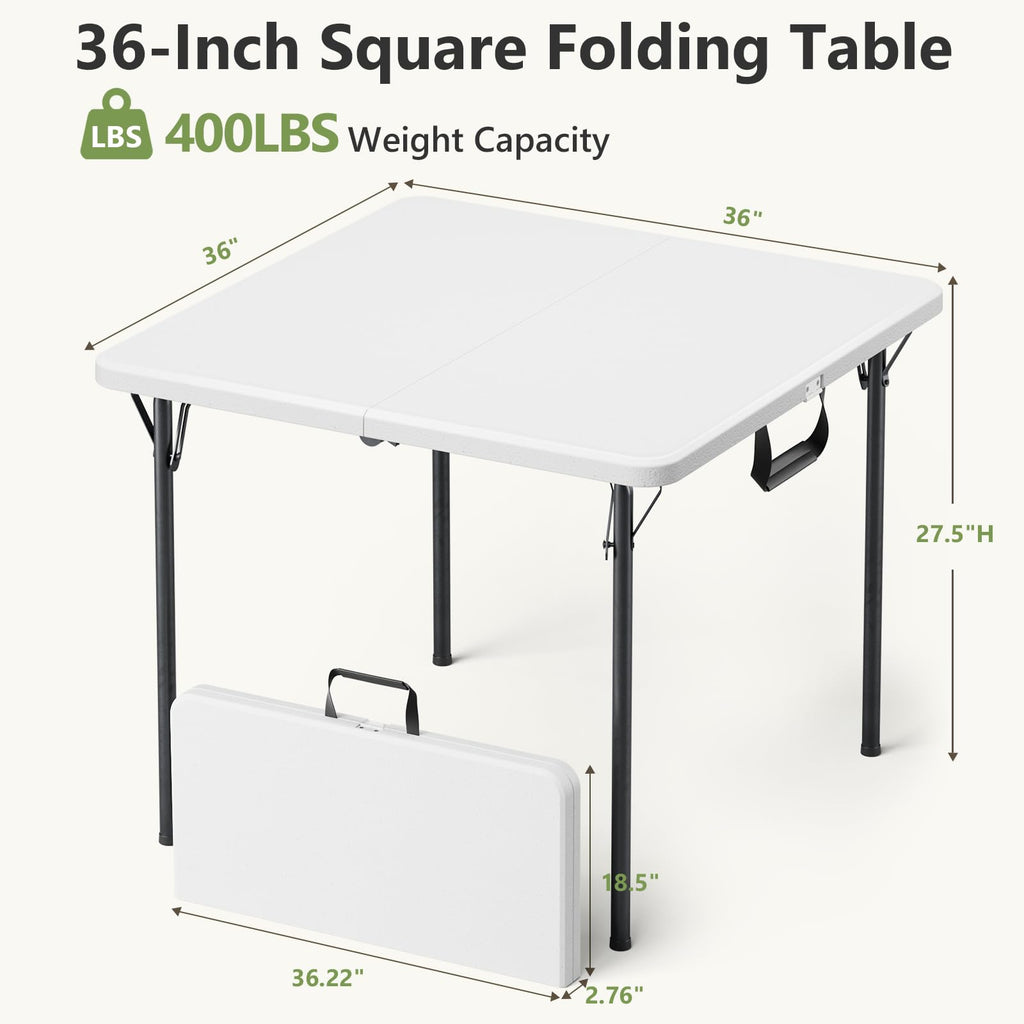 36 Inch Square Folding Card Table with Carrying Handle Q953632