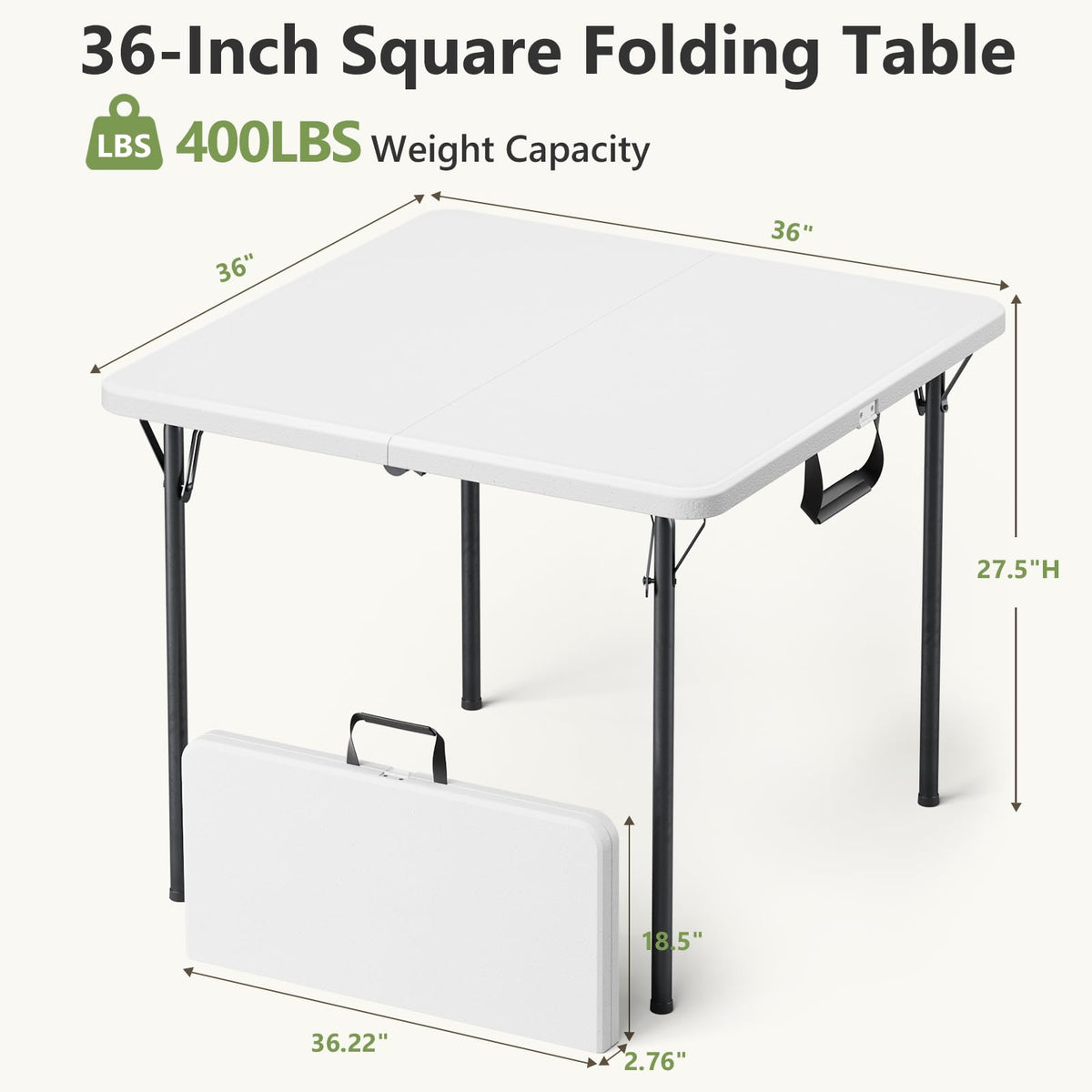 36 Inch Square Folding Card Table with Carrying Handle Q953632