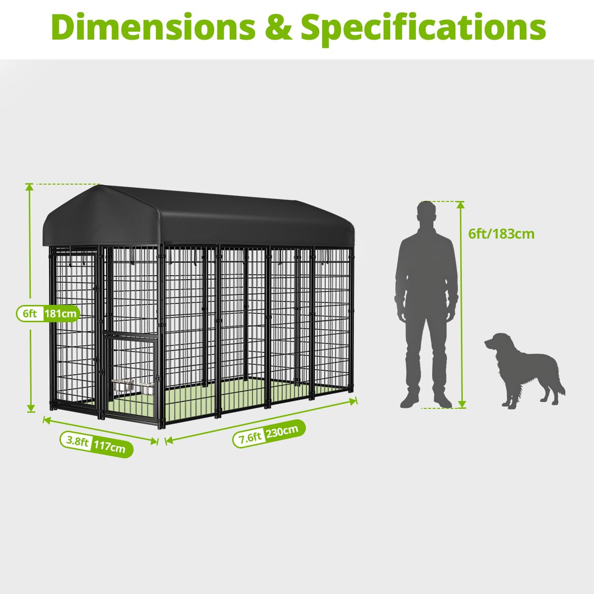 8x4x6ft Outdoor Dog Kennel with Roof Z850
