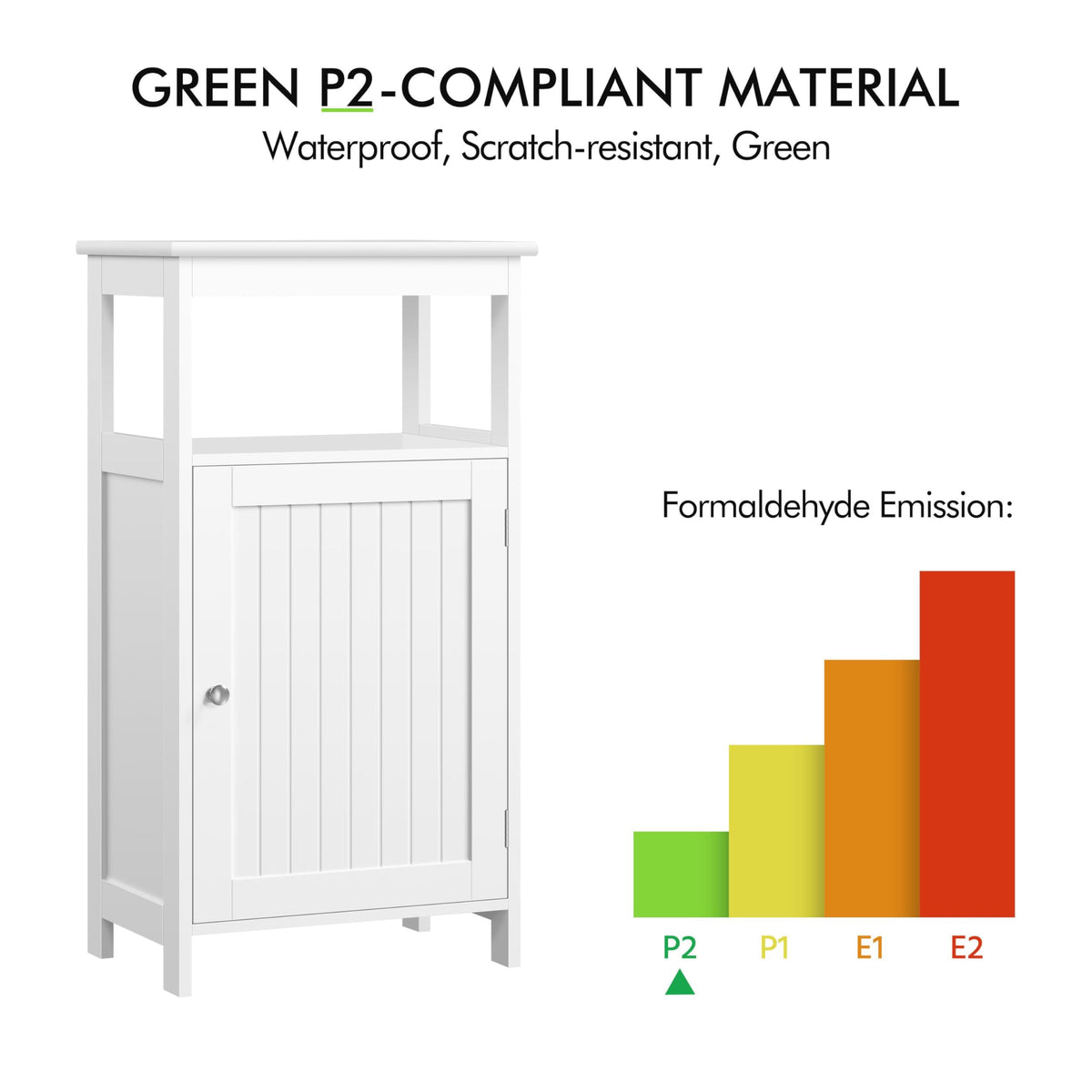 White Bathroom Storage Cabinet with Door & Open Shelf G8196