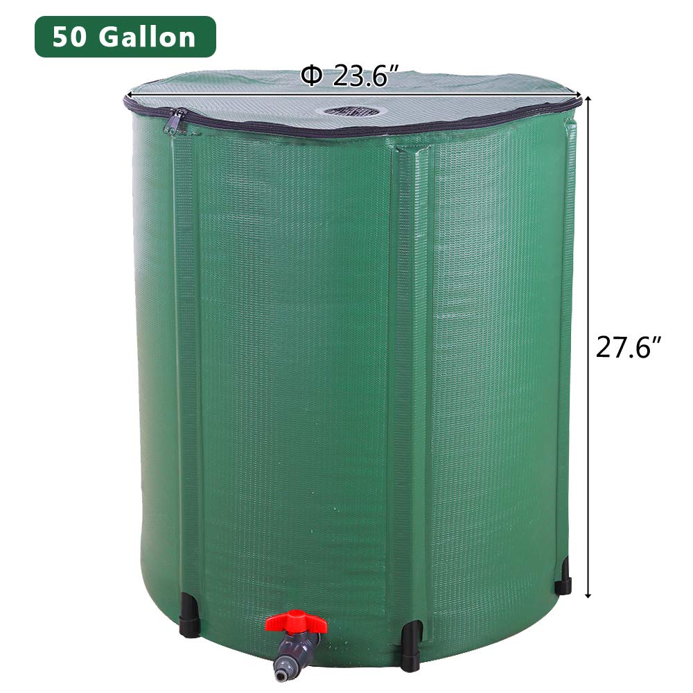 Collapsible 50 Gallon Green Rain Barrel V232445