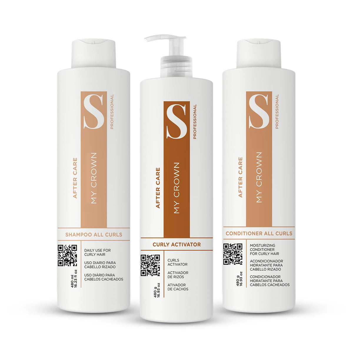 Curly Hair Shampoo Conditioner & Curl Cream Kit, 3x16.9oz J51995