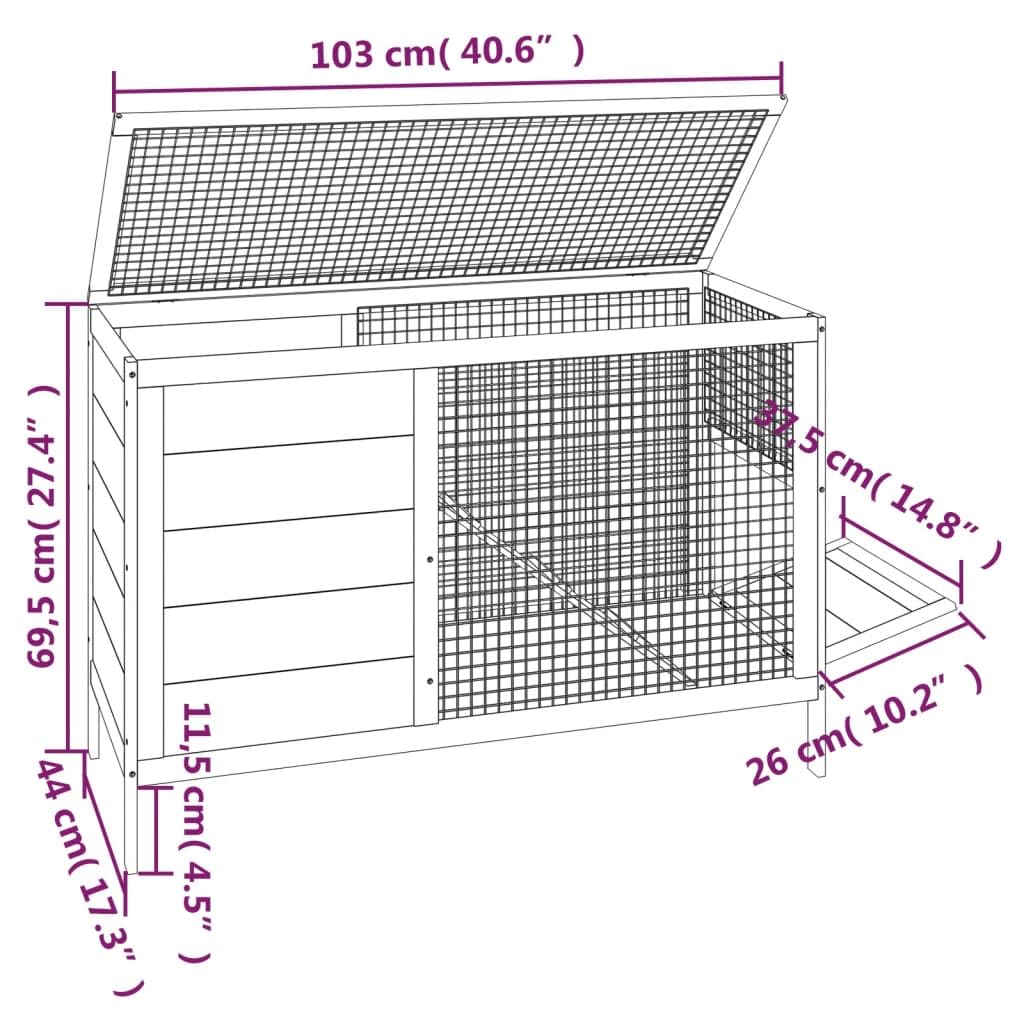 2-Tier Solid Pine Wood Rabbit Hutch Z793805