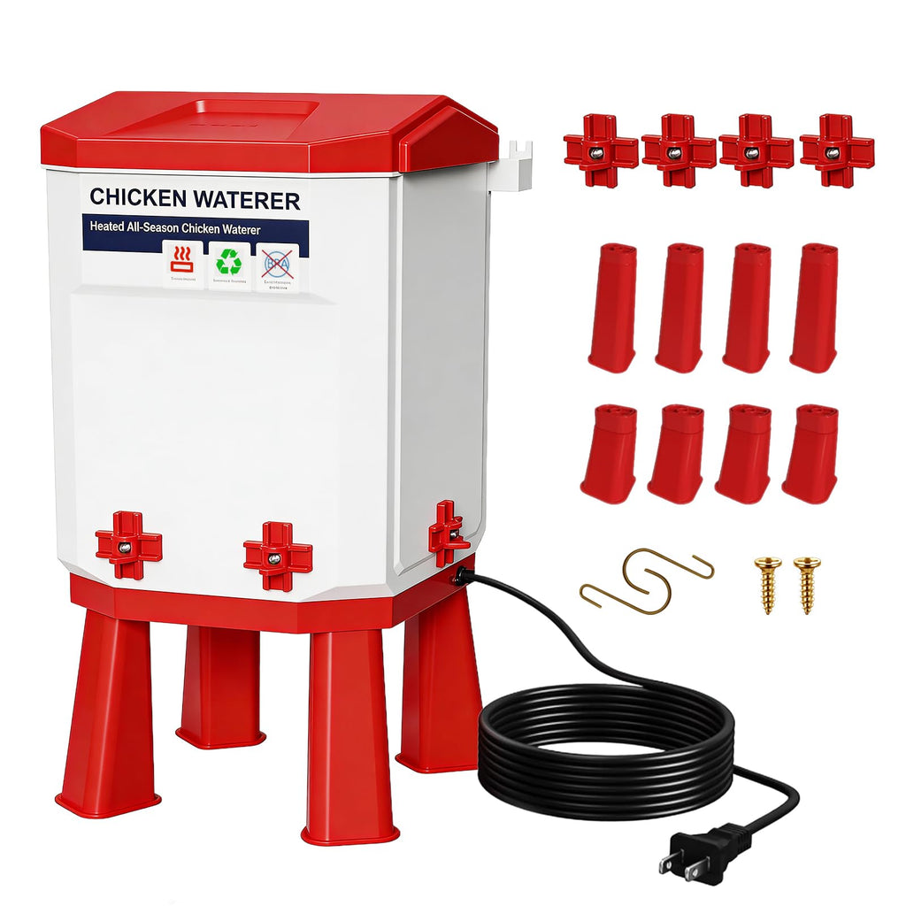3-Gallon Heated Chicken Waterer with Heater and 4 Nipples G815936