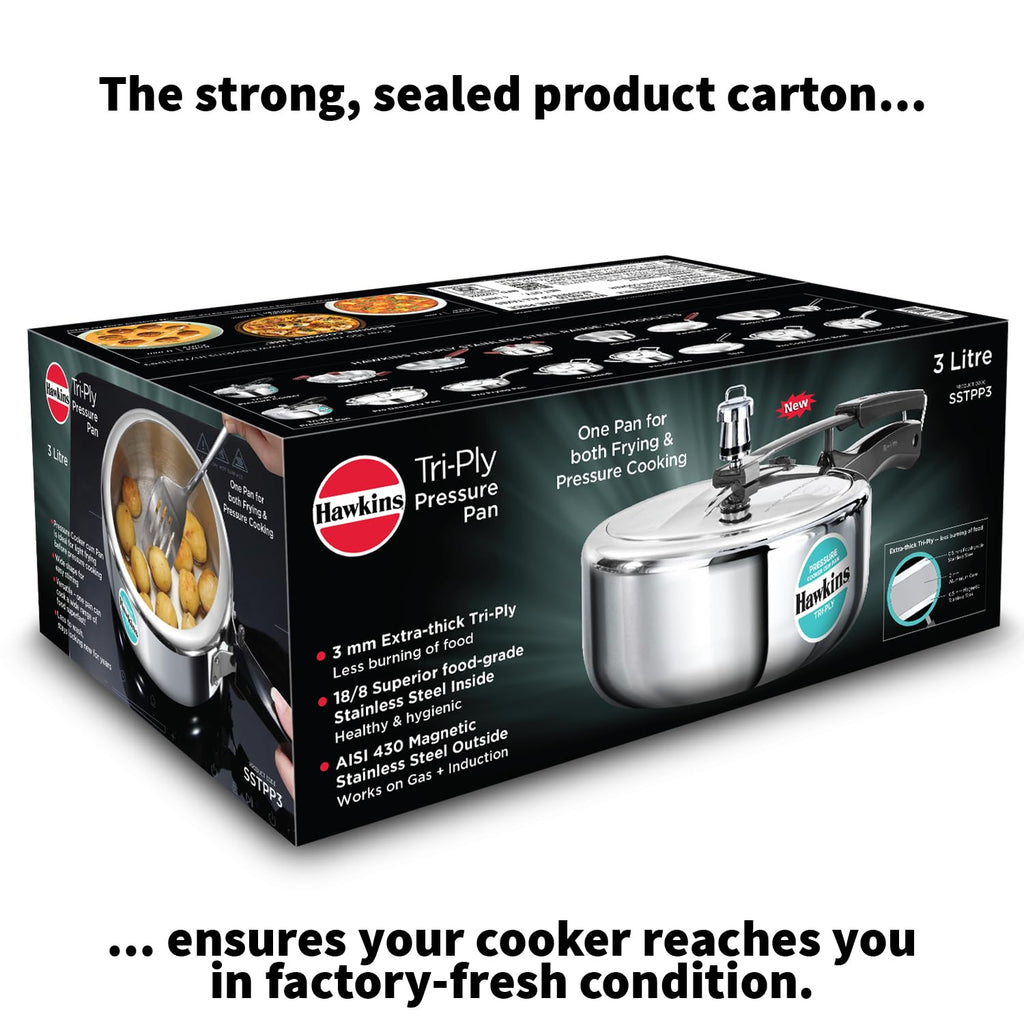 3 Litre Tri-Ply Stainless Steel Pressure Cooker G366434