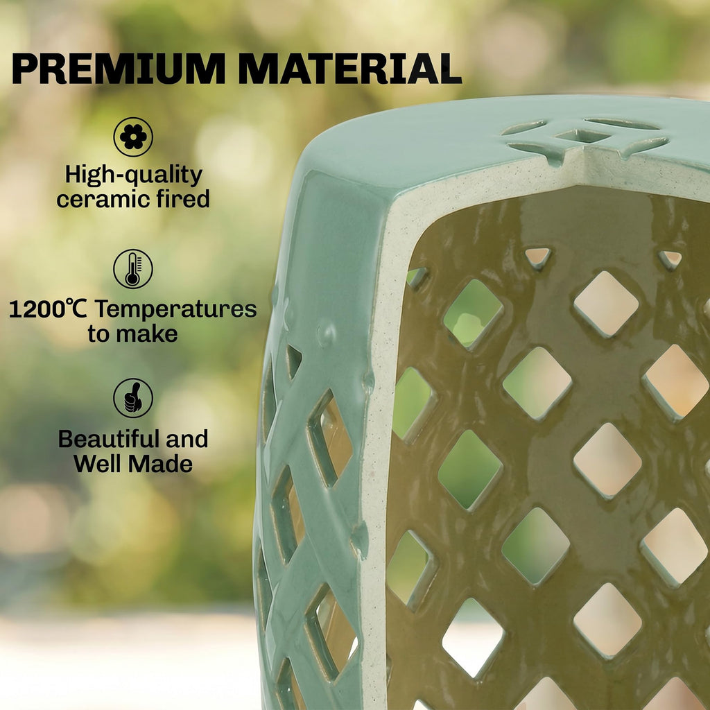 Ceramic Garden Stool Outdoor Stool Green E21059