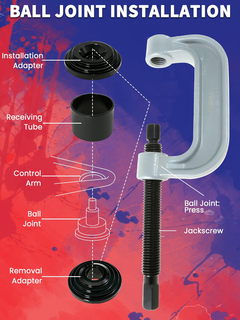 10 pcs Ball Joint Press & U Joint Removal Tool Kit with 4 * 4 Adapters A8730