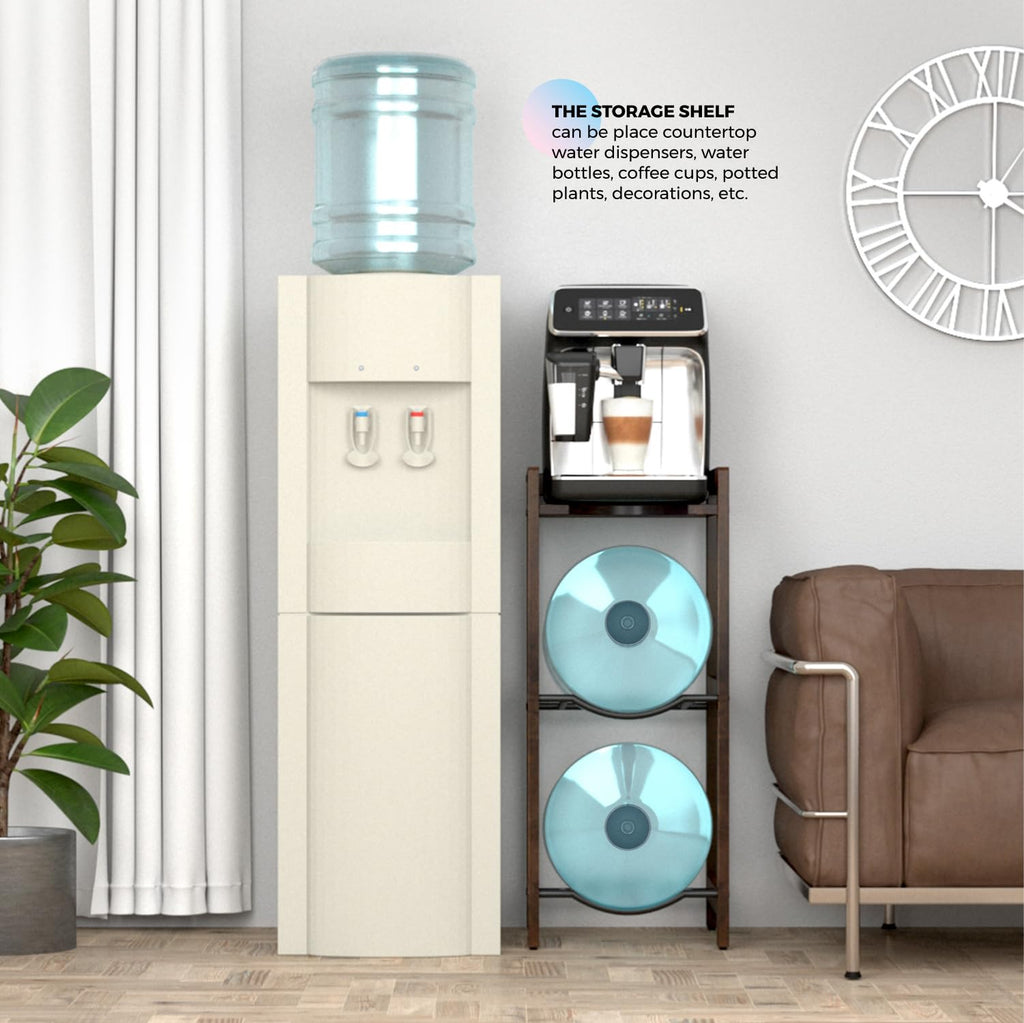 5 Gallon Water Jug Holder with Top Shelves, 3-Tiers Solid Wood Water Dispenser Stand K3592