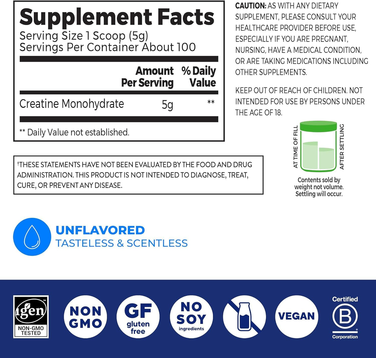 Creatine Monohydrate Powder & Organic Vegan Vanilla Bean Protein Powder Bundle L31653