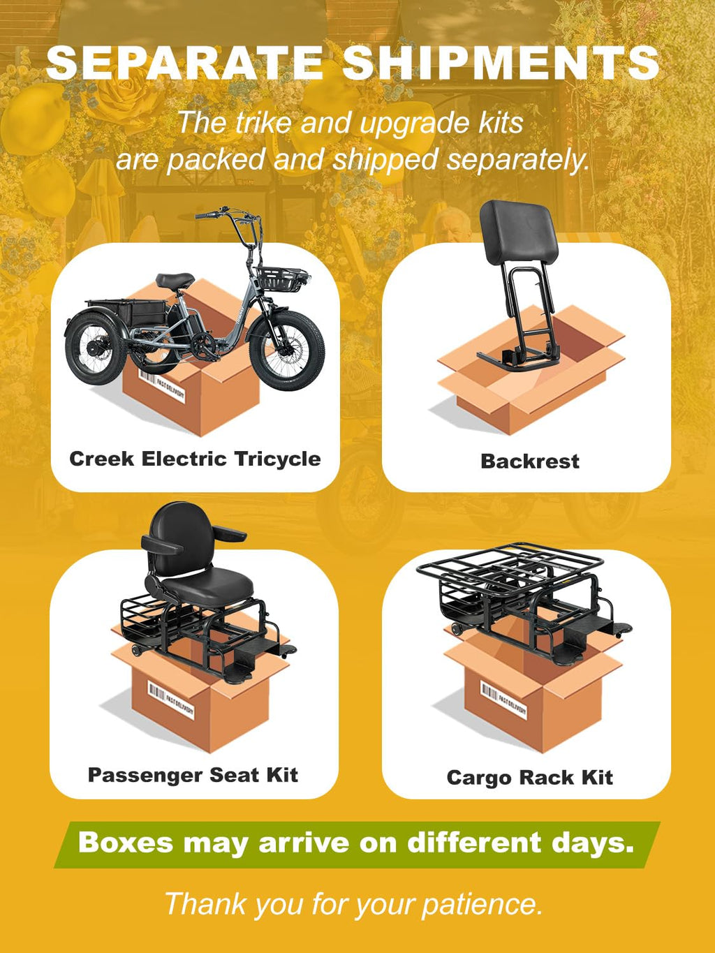 Folding Electric Tricycle for Adults 2 Seater 1000W 48V 15AH W532748