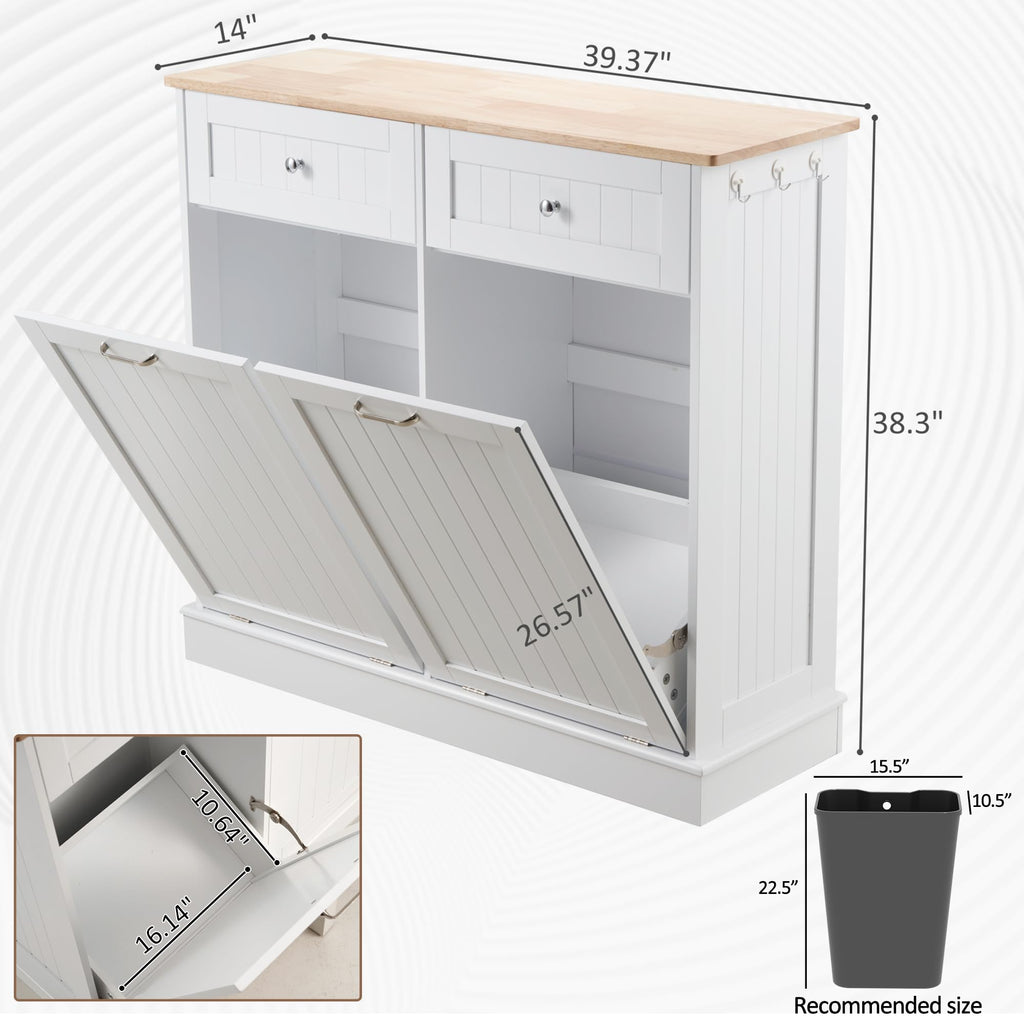 White 2x13 Gallons Tilt Out Trash Can Cabinet E563433