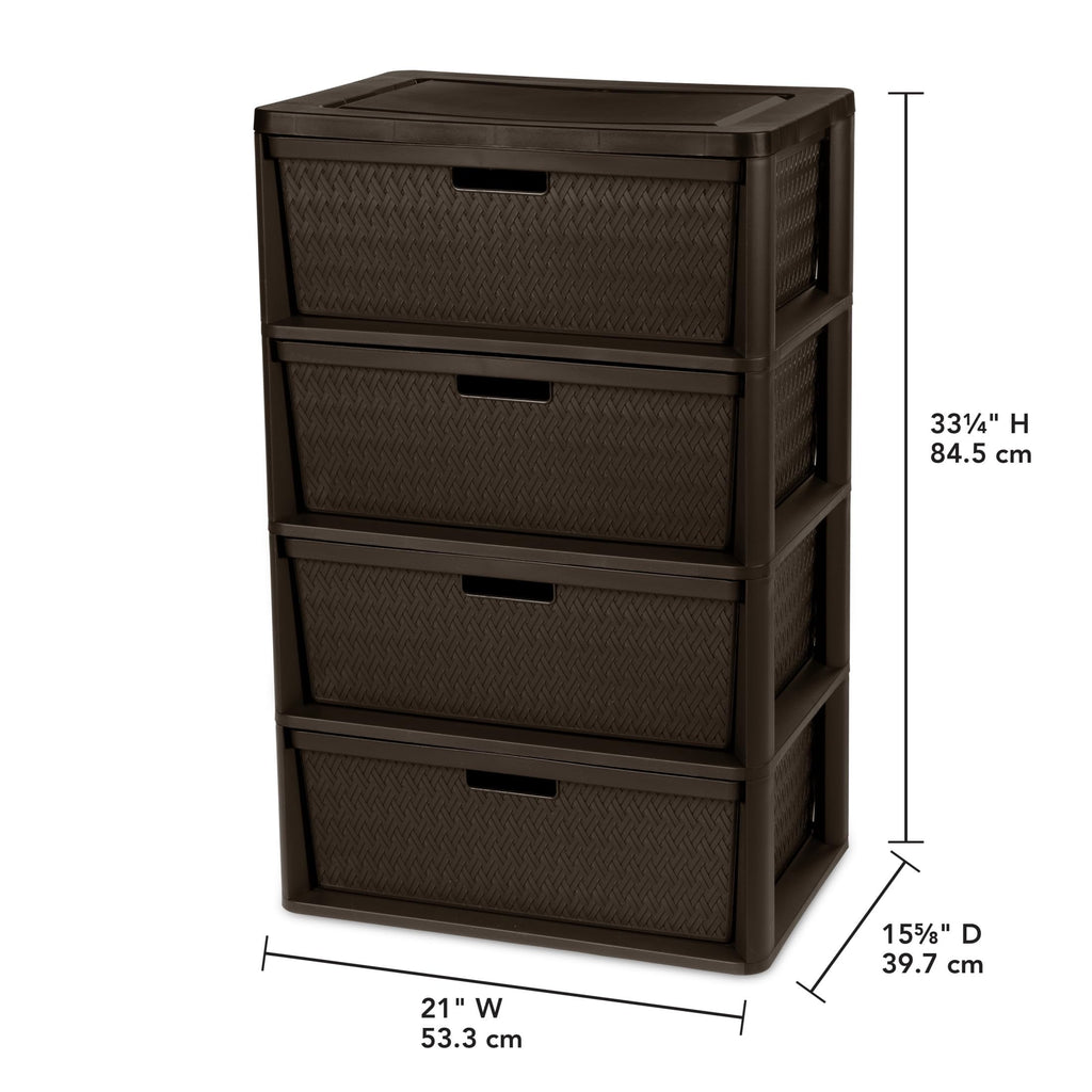 4 Drawer Brown Storage Tower with Removable Drawers D93452