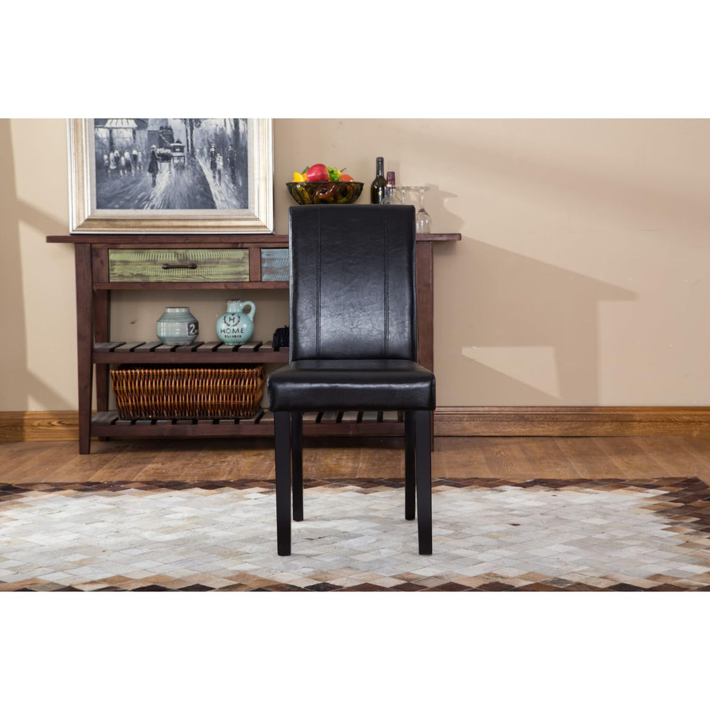 Black Faux Leather Parson Chair Set of 2 J739598