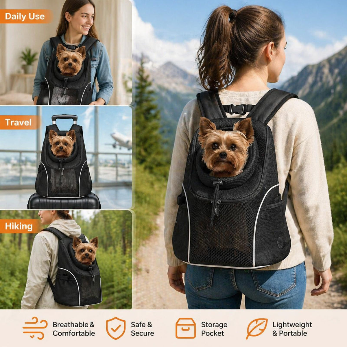 Black Dog Carrier Backpack O7919