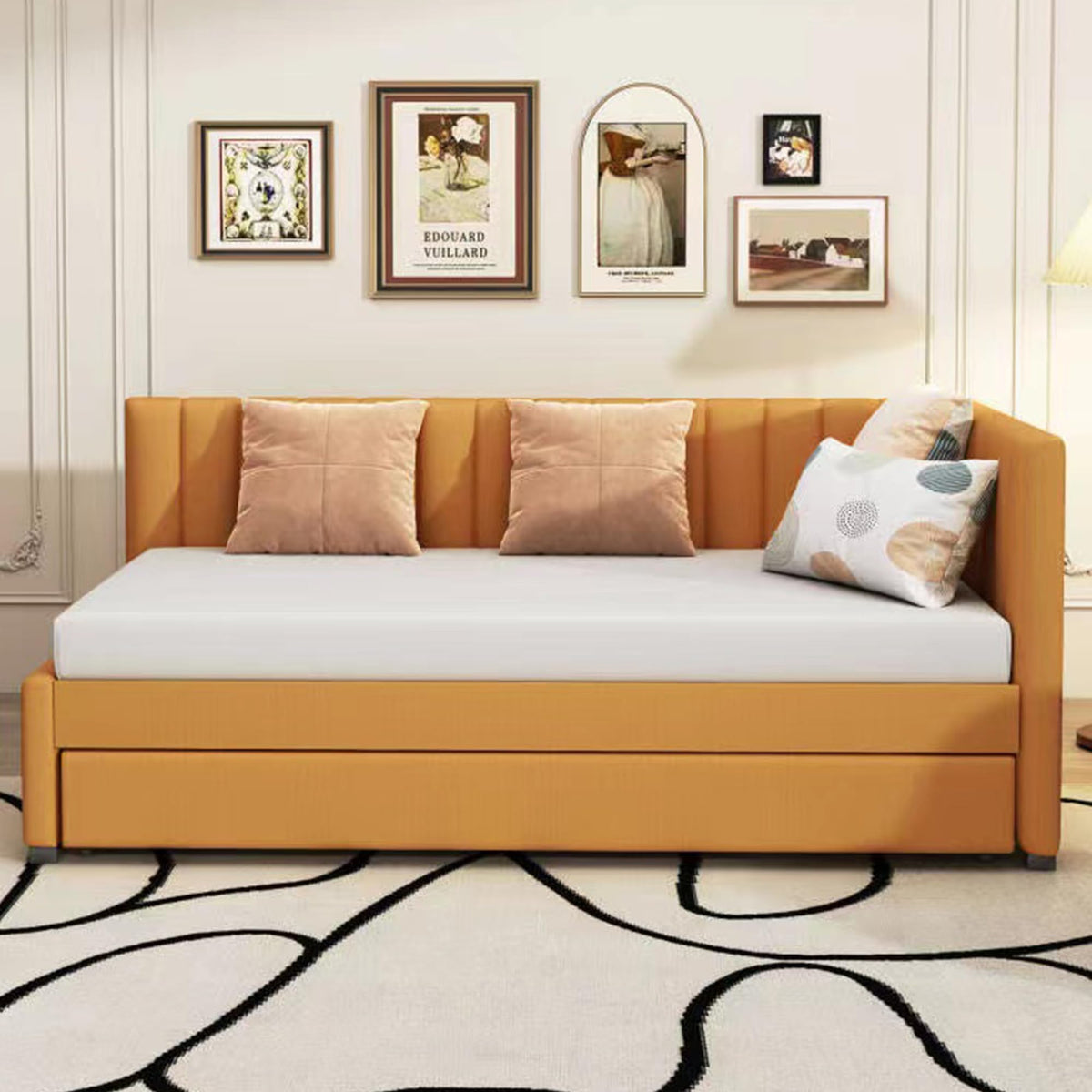 Twin Size Linen Upholstered Daybed with Trundle S545