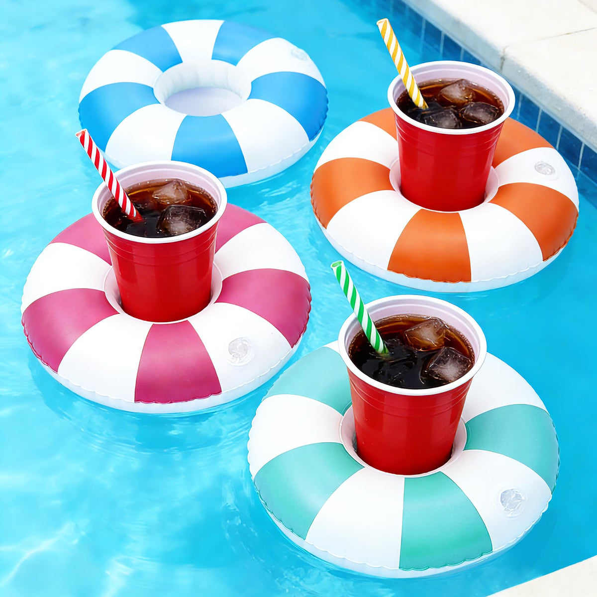 Stripe 4 Pack Inflatable Drink Holder S733682