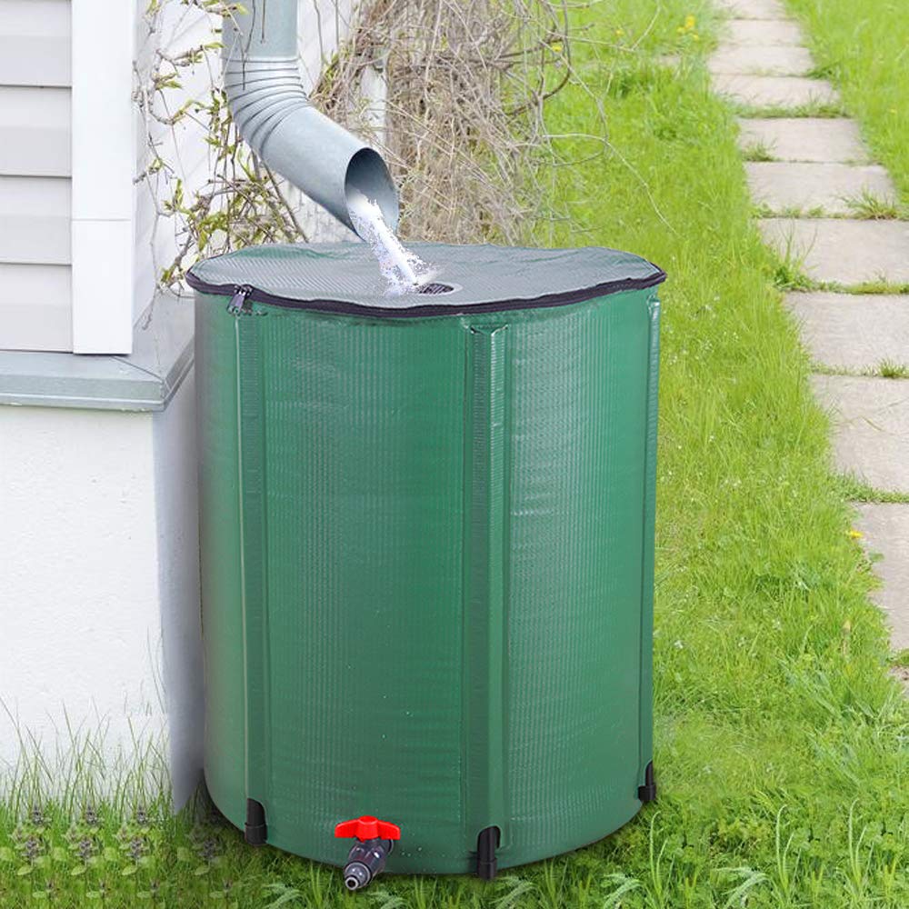 Collapsible 50 Gallon Green Rain Barrel V232445