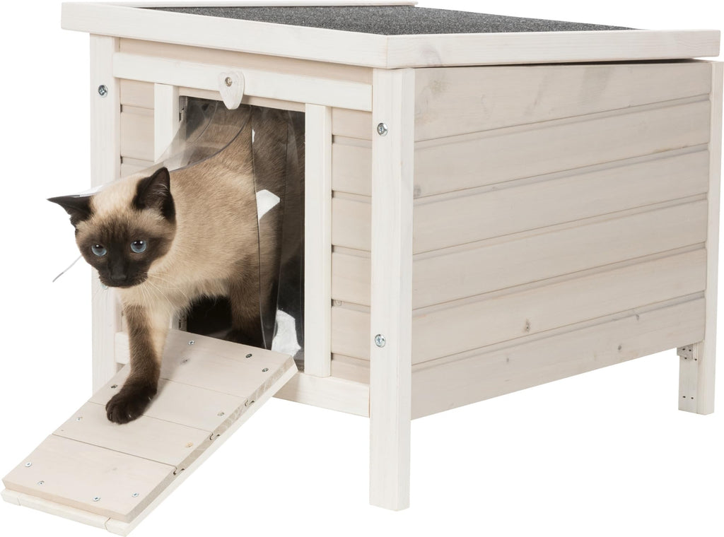 Weatherproof Cat House with Raised Floor and Asphalt Roof Z48949