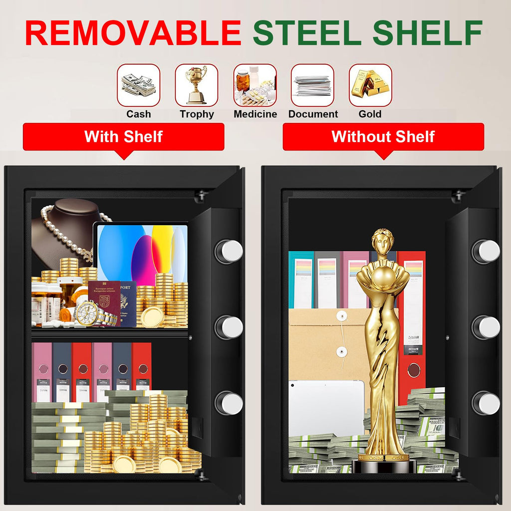 3.3 Cuft Water and Fireproof Safe with Digital Keypad & Key Lock N531