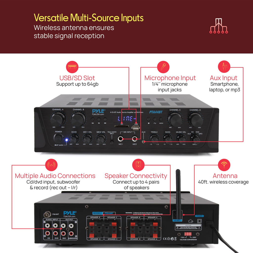 4-Channel Audio Amplifier with Bluetooth W426