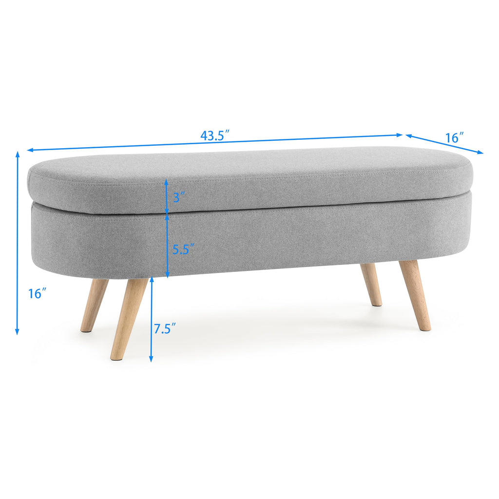 43.5" Oval Storage Bench Linen Fabric E63042