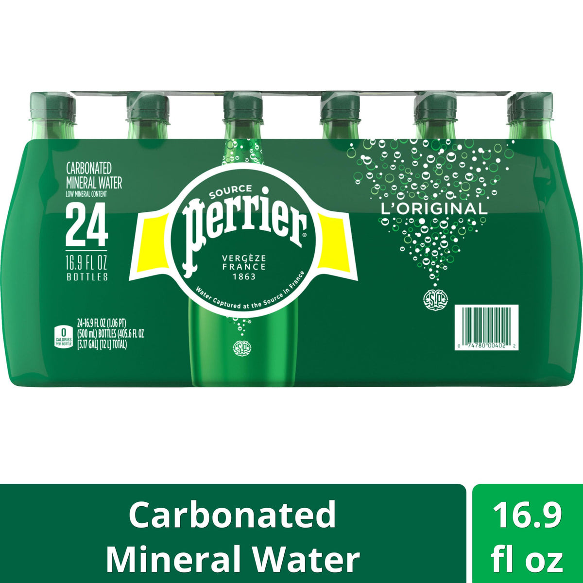 Carbonated Mineral Water Plastic Bottles 16.9 Fl Oz Pack of 24 T8056