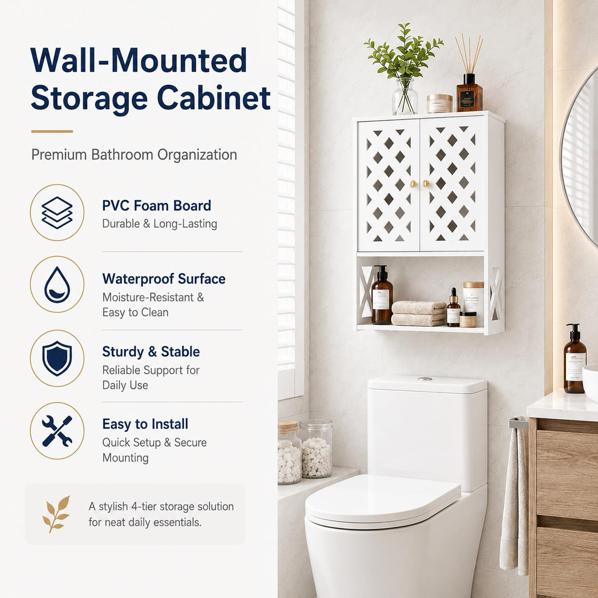 Bathroom Medicine Cabinet with 2 Doors L3337