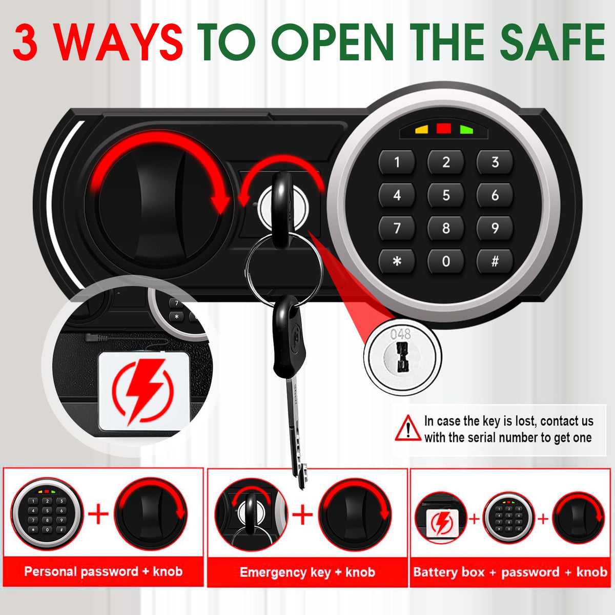 3.3 Cuft Water and Fireproof Safe with Digital Keypad & Key Lock N531