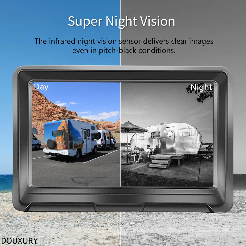 Solar Magnetic Wireless Backup Camera with 5" 1080P Monitor H6575