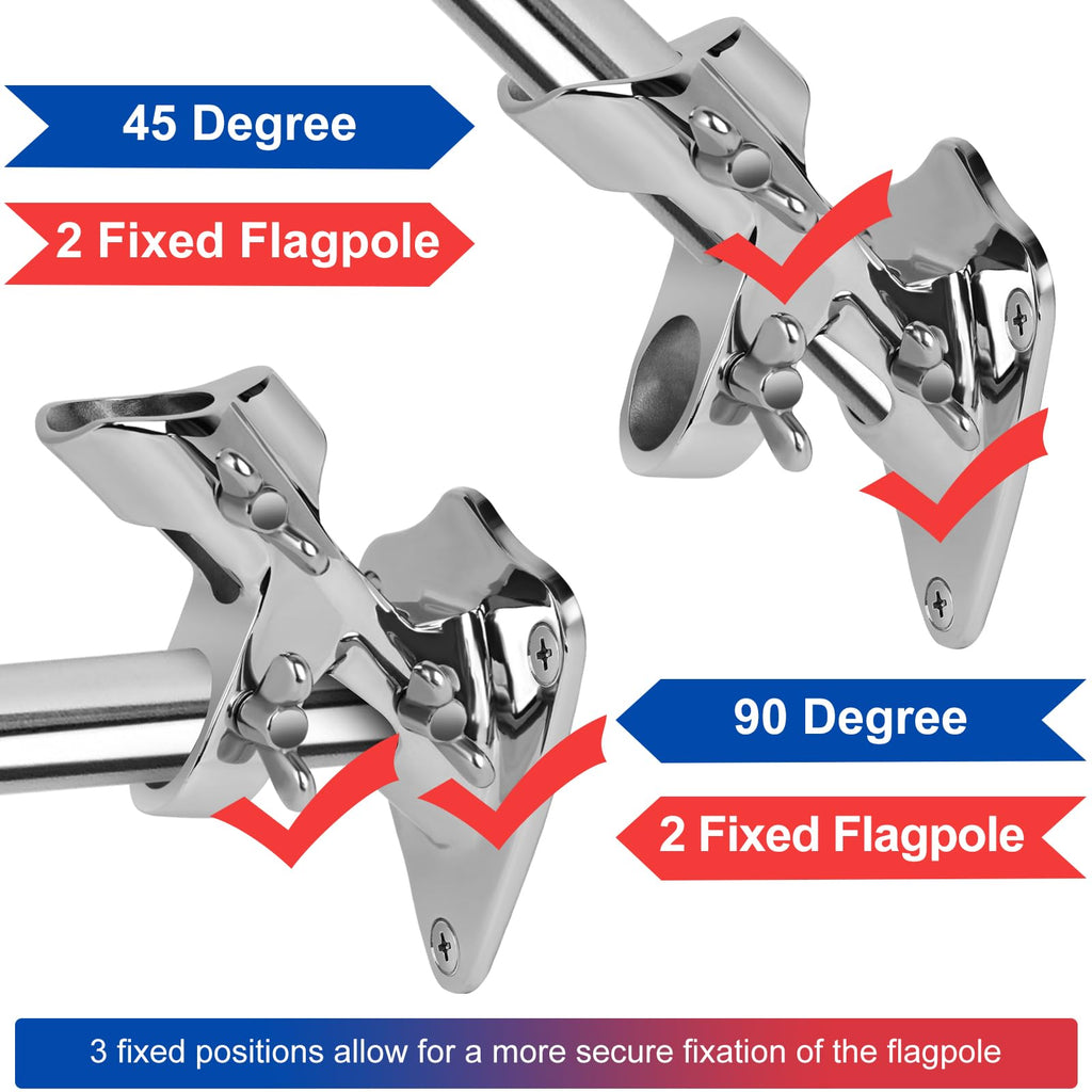 316 Stainless Steel Flag Pole Holder, 2 Position 1 in I814