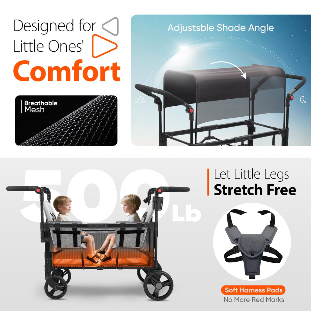 4-in-1 Wagon Stroller with Convertible Seats and Canopy S25919
