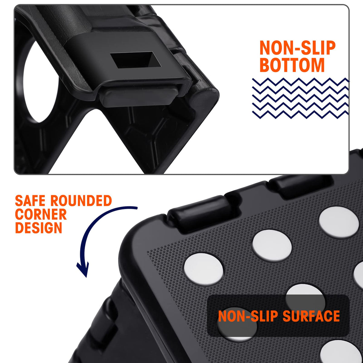 18" Non-Slip Folding Step Stool 300 lbs Black X3161